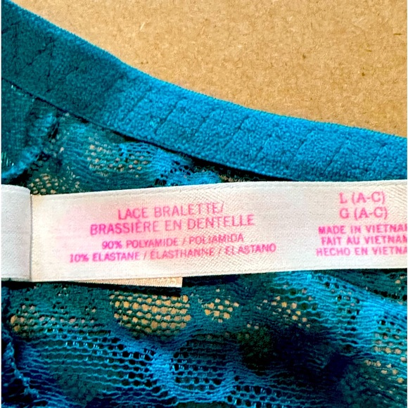 PINK Lace Bralette in Dark Turquoise Lace - Picture 3 of 6
